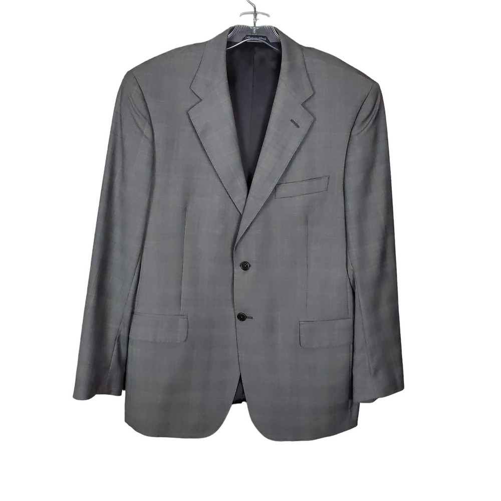 Zanieri Light Gray Plaid 2 Button Lightweight Wool Sport Coat 42R